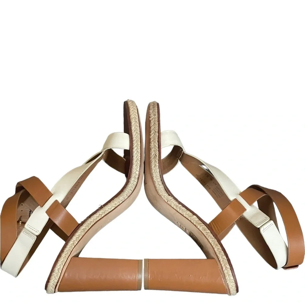 Tory Burch Marbella Tan White Ankle Strap‎ Sandals size 9/12 M